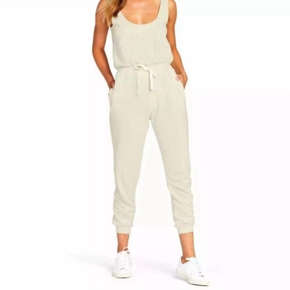Young Fabulous & Broke Terry Cloth Jumpsuit Size Small Drawstring Waist Lounge - Picture 1 of 7